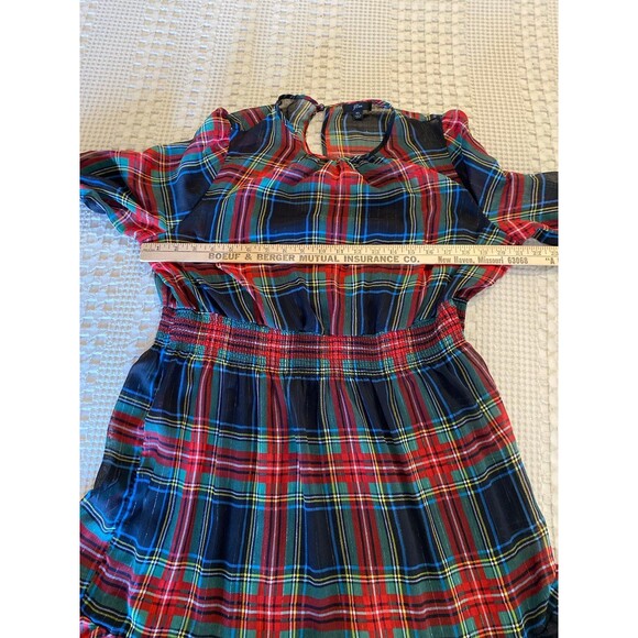 J. Crew Christmas Stewart Tartan Plaid Dress Size XL Smocked Waist Ruffle Hem - Picture 12 of 12